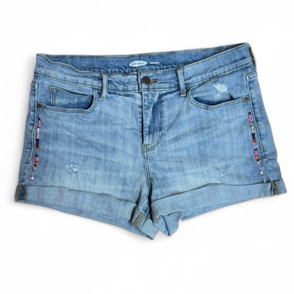 **SOLD** Old Navy "Boyfriend" Mid-Rise Distressed Denim Shorts - Size 8 - Picture 1 of 8
